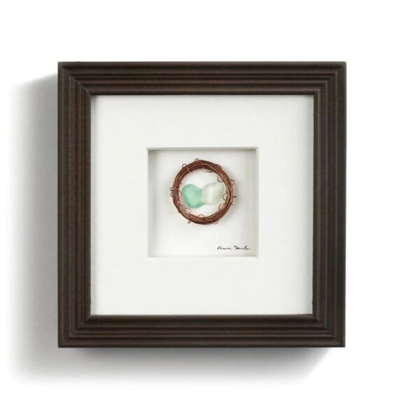 Sharon Nowlan Two in the Nest Shadow Box Frame Nova Scotia Artist NWT - Picture 3 of 8